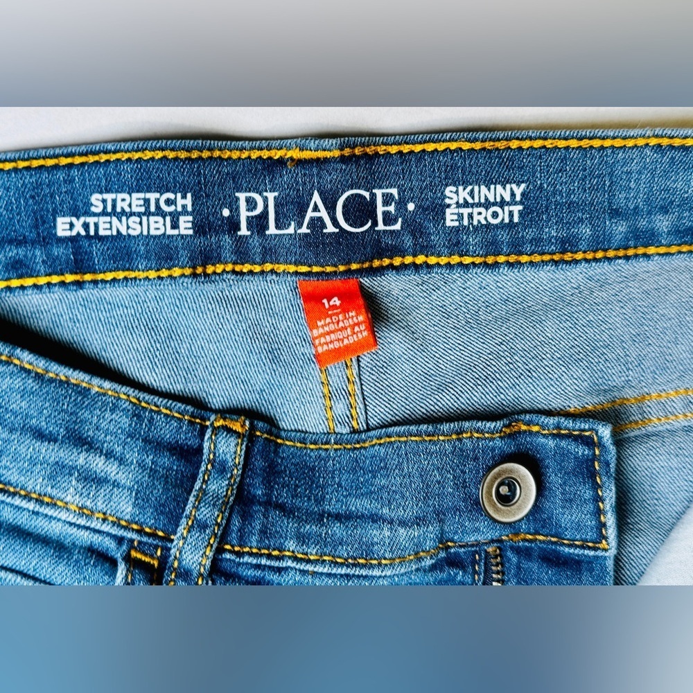 Children’s Place Blue Denim Jeans Stretch Skinny Etroit Youth Size 14 like new! - Picture 11 of 14